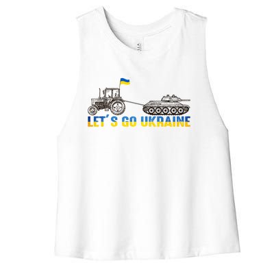 Support Ukraine Ukrainian Farmer Tractor Tank Let Go Ukraine Gift Women's Racerback Cropped Tank