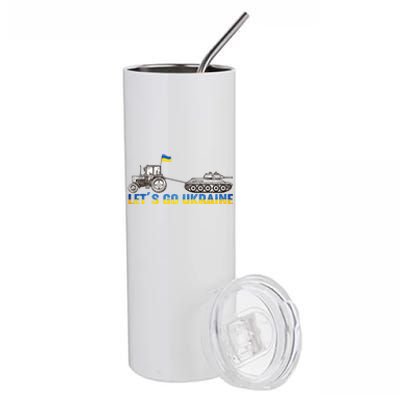 Support Ukraine Ukrainian Farmer Tractor Tank Let Go Ukraine Gift Stainless Steel Tumbler