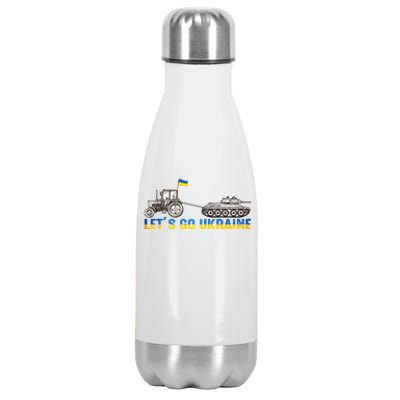 Support Ukraine Ukrainian Farmer Tractor Tank Let Go Ukraine Gift Stainless Steel Insulated Water Bottle