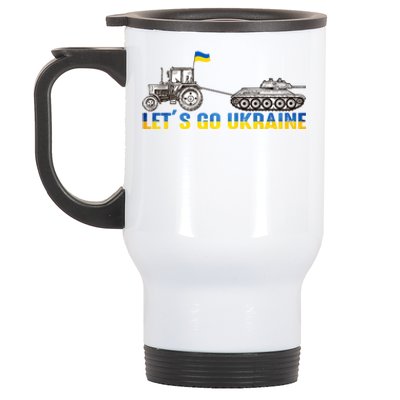 Support Ukraine Ukrainian Farmer Tractor Tank Let Go Ukraine Gift Stainless Steel Travel Mug