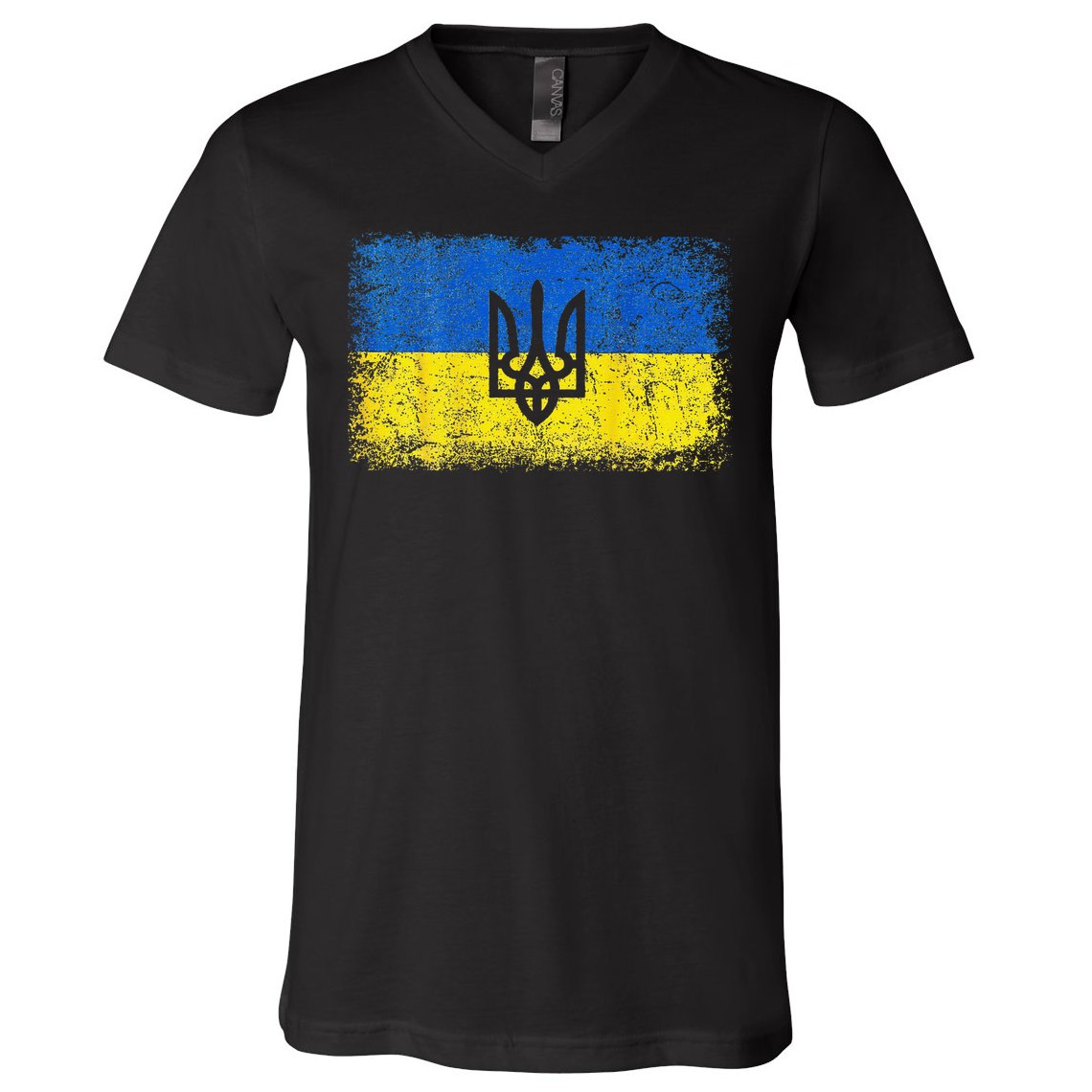 Support Ukraine Ukrainian Flag Emblem on back Gift V-Neck T-Shirt