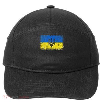 Support Ukraine Ukrainian Flag Emblem on back Gift 7-Panel Snapback Hat