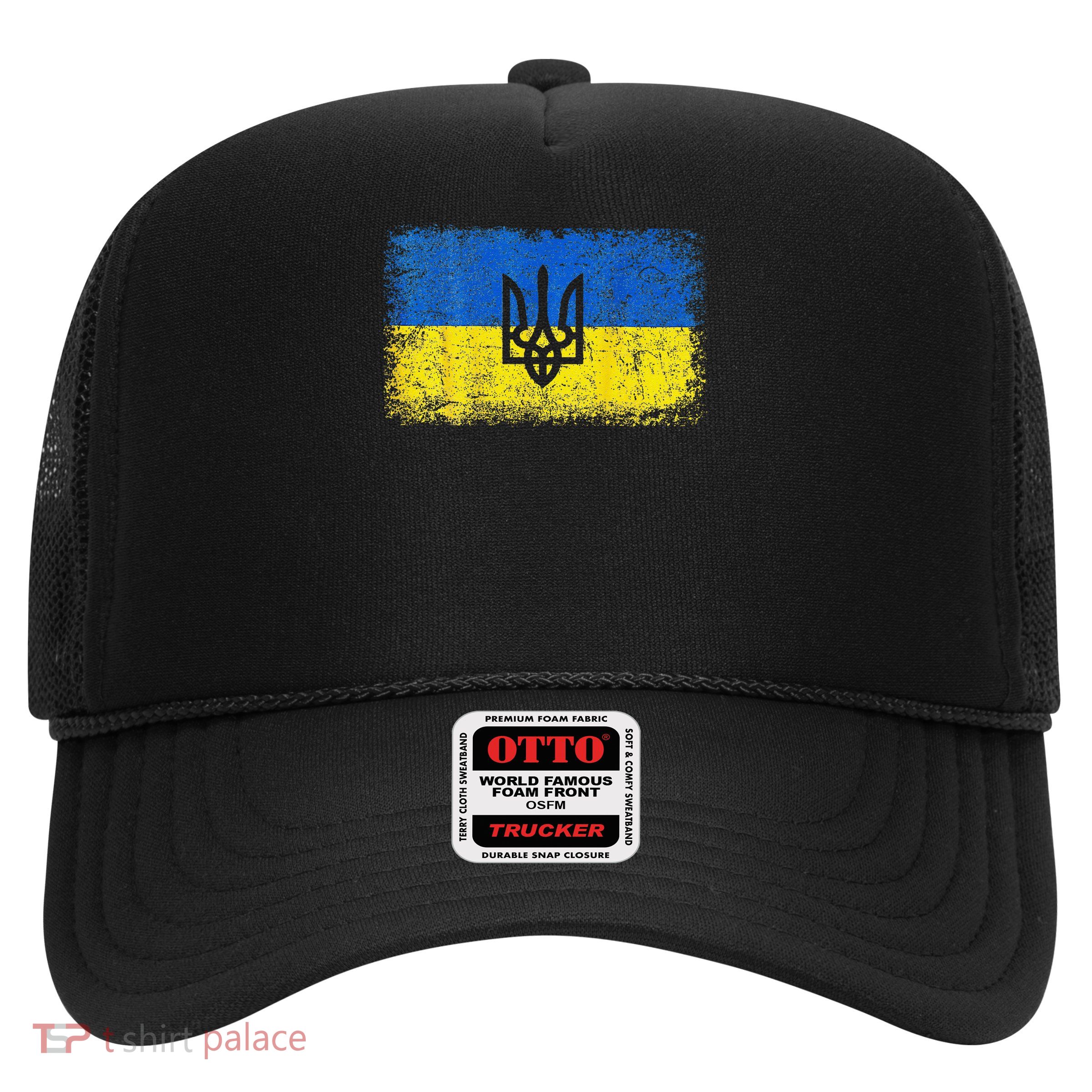 Support Ukraine Ukrainian Flag Emblem on back Gift Trucker Hat