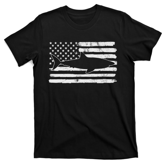 Shark Us Usa Flag America 4th Of July Murica Gift Vintage T-Shirt