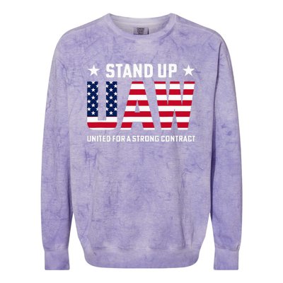 Stand Up UAW United For A Strong Contract Angry Union Worker Colorblast Crewneck Sweatshirt