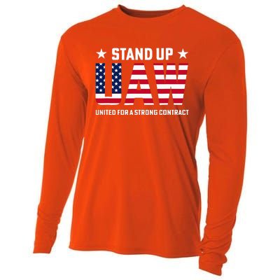 Stand Up UAW United For A Strong Contract Angry Union Worker Cooling Performance Long Sleeve Crew