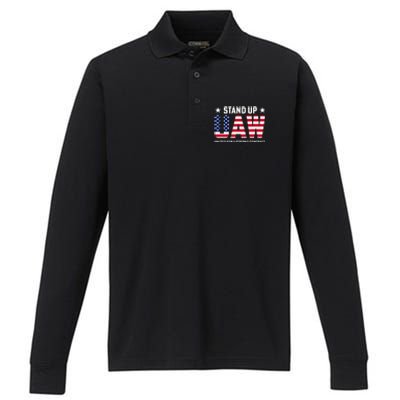 Stand Up UAW United For A Strong Contract Angry Union Worker Performance Long Sleeve Polo