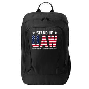 Stand Up UAW United For A Strong Contract Angry Union Worker City Backpack