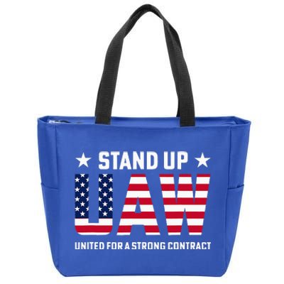 Stand Up UAW United For A Strong Contract Angry Union Worker Zip Tote Bag