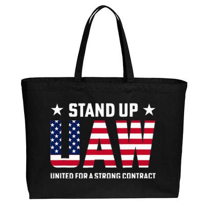 Stand Up UAW United For A Strong Contract Angry Union Worker Cotton Canvas Jumbo Tote