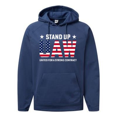 Stand Up UAW United For A Strong Contract Angry Union Worker Performance Fleece Hoodie