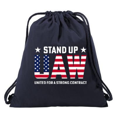 Stand Up UAW United For A Strong Contract Angry Union Worker Drawstring Bag