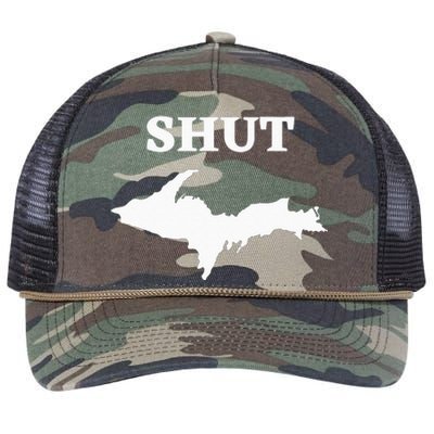 Shut UP Upper Peninsula Yooper Michigan U.P. Retro Rope Trucker Hat Cap