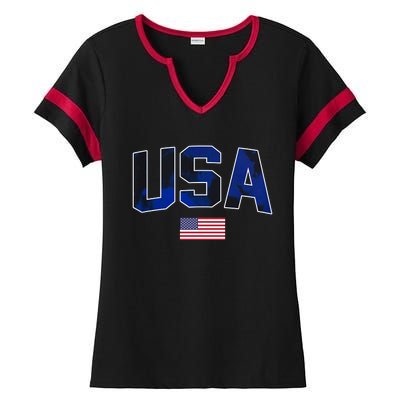 States United USA Tie Dye Soccer Jersey American Football Ladies Halftime Notch Neck Tee