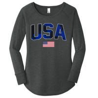 States United USA Tie Dye Soccer Jersey American Football Women's Perfect Tri Tunic Long Sleeve Shirt