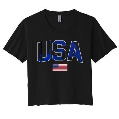 States United USA Tie Dye Soccer Jersey American Football Women's Crop Top Tee