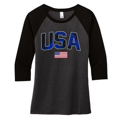 States United USA Tie Dye Soccer Jersey American Football Women's Tri-Blend 3/4-Sleeve Raglan Shirt