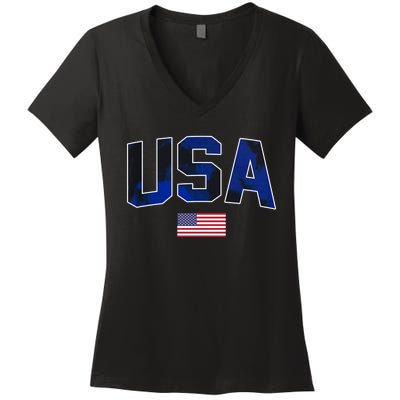 States United USA Tie Dye Soccer Jersey American Football Women's V-Neck T-Shirt