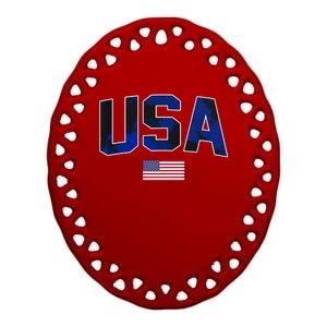 States United USA Tie Dye Soccer Jersey American Football Ceramic Oval Ornament