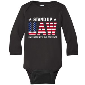 Stand Up UAW United For a Strong Contract Angry Union Worker Baby Long Sleeve Bodysuit