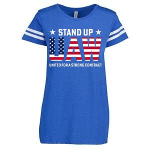 Stand Up UAW United For a Strong Contract Angry Union Worker Enza Ladies Jersey Football T-Shirt