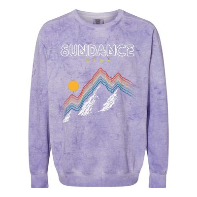 Sundance Utah Usa Hiking And Climbing 1980s Colorblast Crewneck Sweatshirt