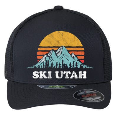Ski Utah Vintage Retro Vibe Skiing Cute Gift Flexfit Unipanel Trucker Cap
