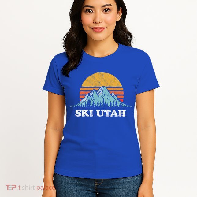 Ski Utah Vintage Retro Vibe Skiing Cute Gift Womens T-Shirt