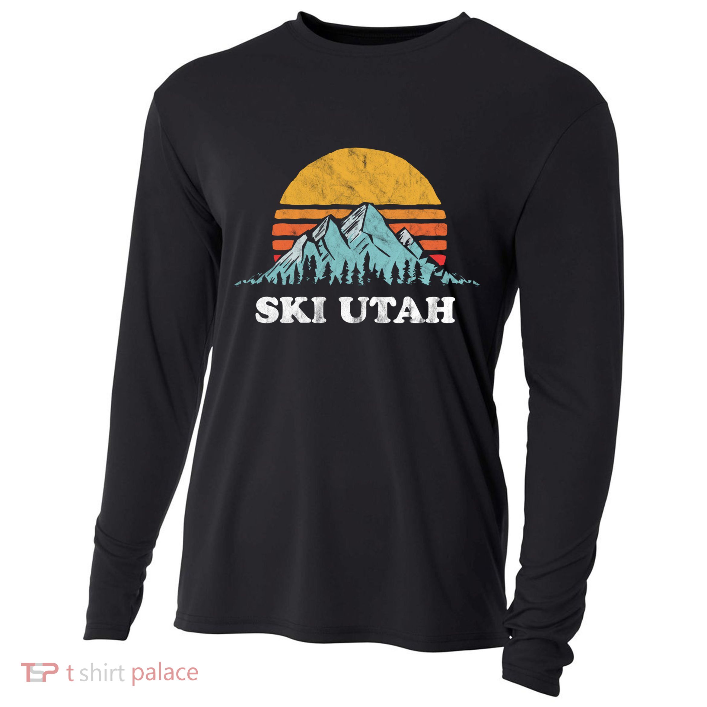 Ski Utah Vintage Retro Vibe Skiing Gift Cooling Performance Long Sleeve Crew
