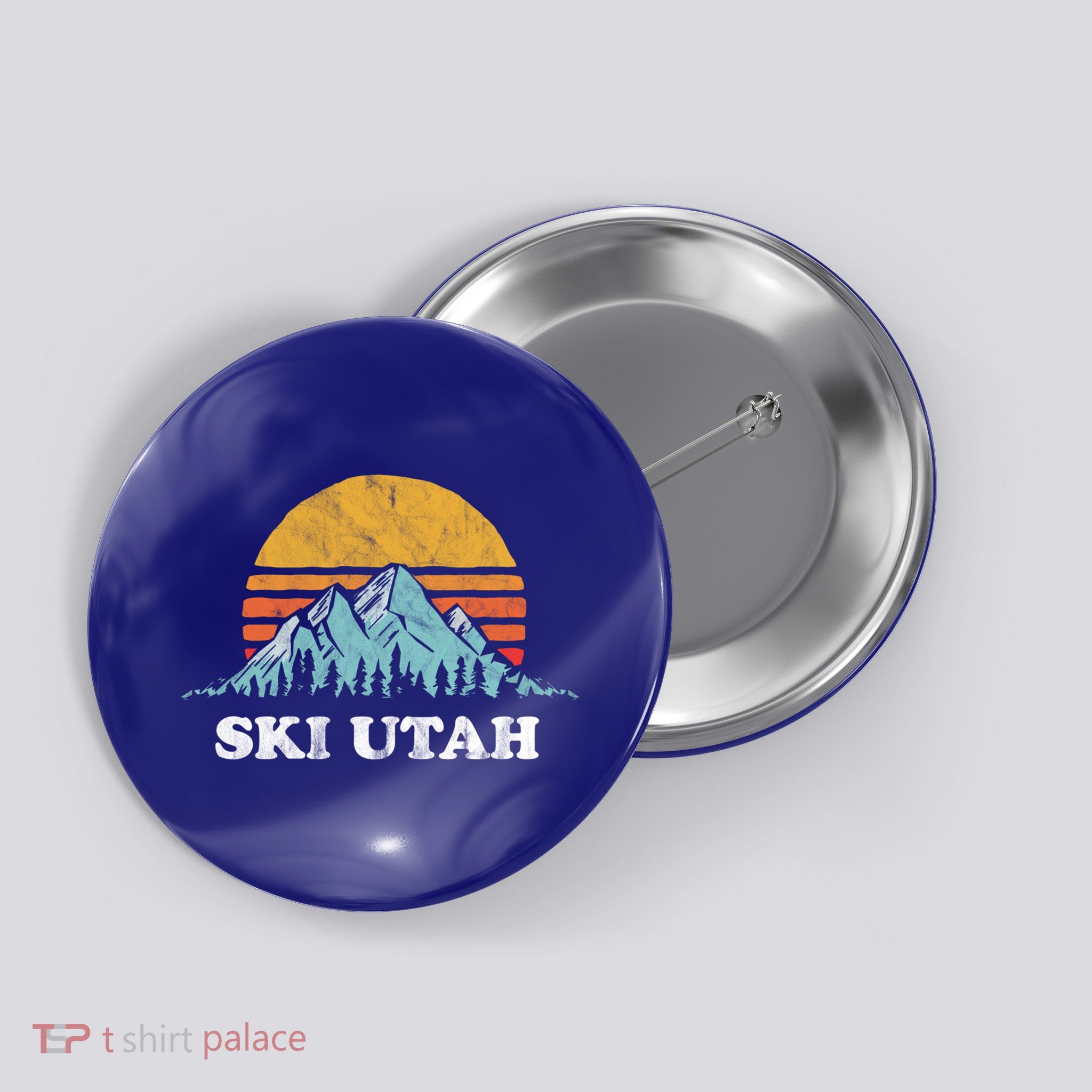 Ski Utah Vintage Retro Vibe Skiing Gift Button