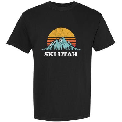 Ski Utah Vintage Retro Vibe Skiing Cool Gift Garment-Dyed Heavyweight T-Shirt