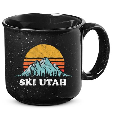 Ski Utah Vintage Retro Vibe Skiing Cool Gift 15oz Campfire Ceramic Mug