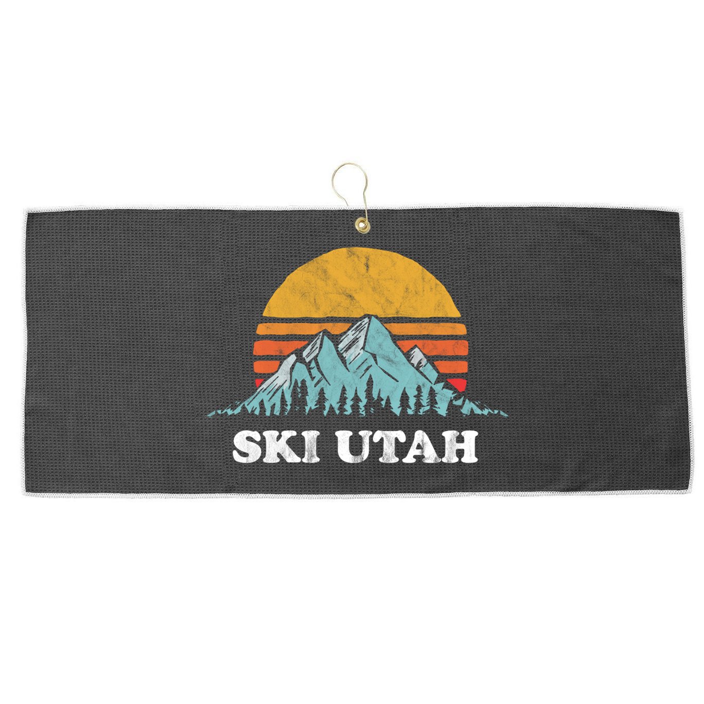 Ski Utah Vintage Retro Vibe Skiing Cool Gift Large Microfiber Waffle Golf Towel
