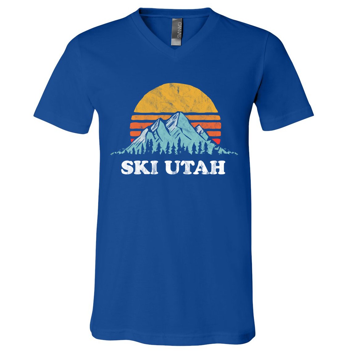 Ski Utah Vintage Retro Vibe Skiing Cool Gift V-Neck T-Shirt
