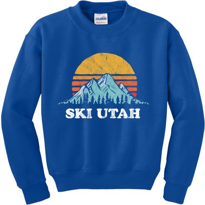 Ski Utah Vintage Retro Vibe Skiing Cool Gift Kids Sweatshirt