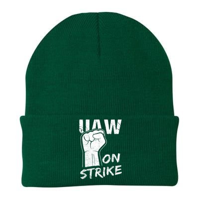 Striking UAW Workers On Strike UAW Strike Red United Auto Workers Picket Sign Knit Cap Winter Beanie