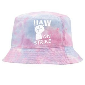 Striking UAW Workers On Strike UAW Strike Red United Auto Workers Picket Sign Tie-Dyed Bucket Hat