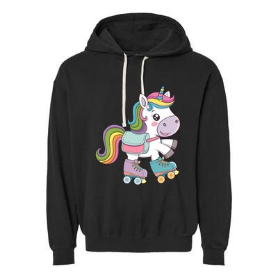 Skating Unicorn Woman Girl Roller Skate Unicorn Garment-Dyed Fleece Hoodie