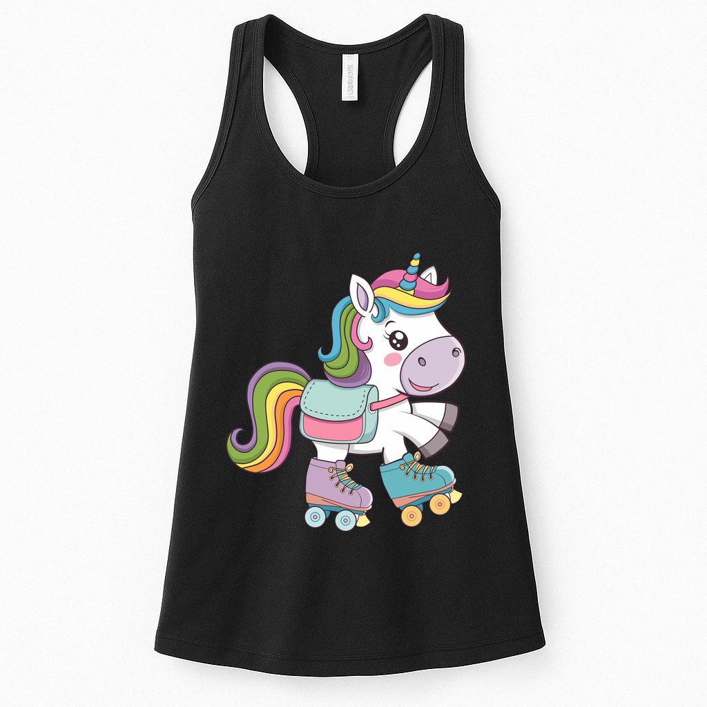 Skating Unicorn Woman Girl Roller Skate Unicorn Womens Tank Top