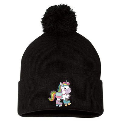 Skating Unicorn Woman Girl Roller Skate Unicorn Pom Pom 12in Knit Beanie