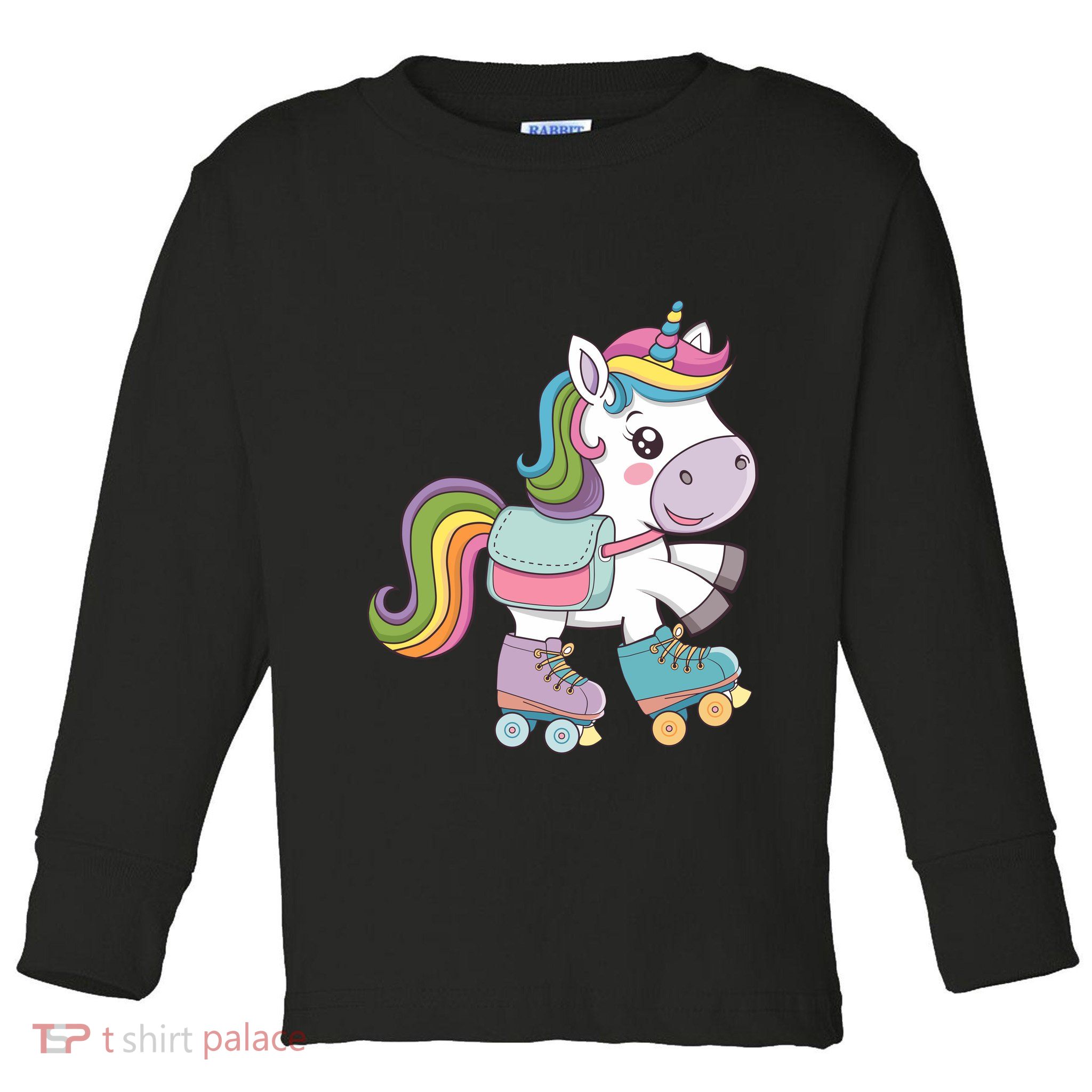 Skating Unicorn Woman Girl Roller Skate Unicorn Toddler Long Sleeve Shirt
