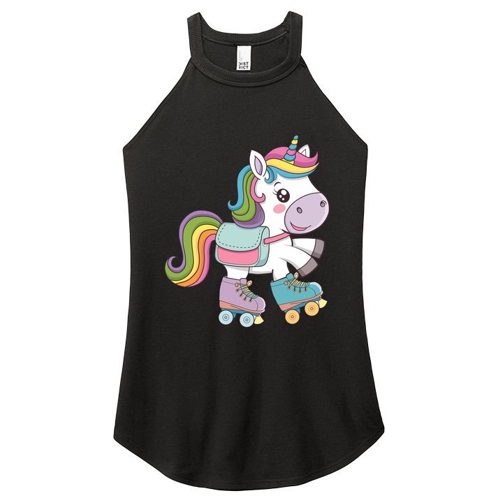 Skating Unicorn Woman Girl Roller Skate Unicorn Women's Perfect Tri Rocker Tank