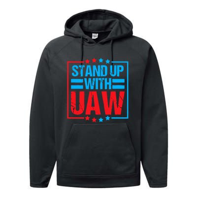 Stand Up With UAW On Strike Red United Auto Worker Performance Fleece Hoodie