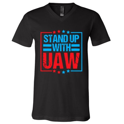 Stand Up With UAW On Strike Red United Auto Worker V-Neck T-Shirt