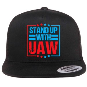 Stand Up With UAW On Strike Red United Auto Worker Flat Bill Trucker Hat