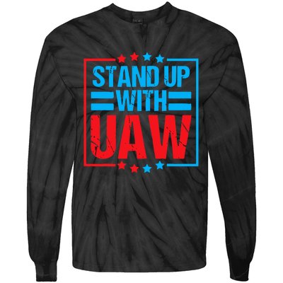 Stand Up With UAW On Strike Red United Auto Worker Tie-Dye Long Sleeve Shirt