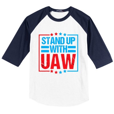 Stand Up With UAW On Strike Red United Auto Worker Baseball Sleeve Shirt