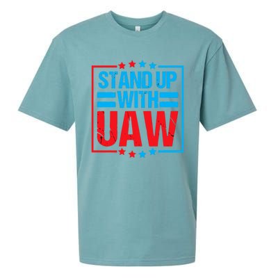 Stand Up With UAW On Strike Red United Auto Worker Sueded Cloud Jersey T-Shirt