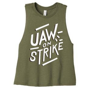 Striking UAW Workers On Strike Women's Racerback Cropped Tank