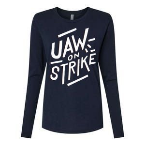 Striking UAW Workers On Strike Womens Cotton Relaxed Long Sleeve T-Shirt